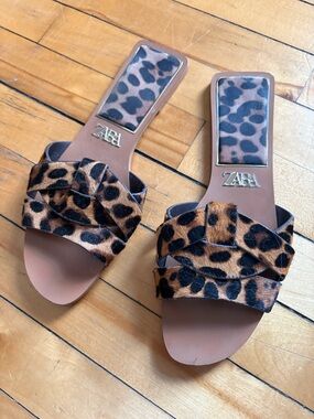 Zara Sz 8.5 (39) Leopard Print Summer Sandals